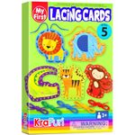 KRAFUN Beginner Preschool Lacing Card Kit for Kids Arts & Crafts, 5 Easy Safari and Animal Lacing Projects, Instructions Included, Lacing Cards for Toddlers, Fine Motor Skills Training Toys