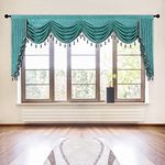 ELKCA Thick Chenille Window Curtains Valance for Living Room Turquoise Waterfall Valance for Bedroom,Rod Pocket,1 Panel (Turquoise,W118)