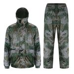 Oralidera Rain Suit Jacket and Trousers Set for Men Outdoor Camping Workwear Waterproof Rain Set 2 Pieces Hooded Raincoat and Rain Pants, Camo, M