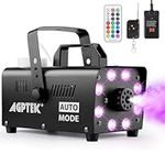 Smoke Machine, AGPTEK Fog Machine with 13 Colorful LED Lights and RGB Light Effect, 500 W and 2000CFM Fog with 2 Wired and Wireless Remote Controls, Perfect for Wedding, Halloween, and Stage Effect