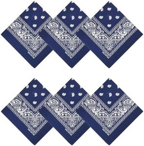 APIGANIZ 100% Cotton Bandanas, 21 x 21 inches, Set of 6 (Basic - Navy)