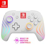 PDP Afterglow Wave Wireless RGB Gaming Controller - Nintendo Switch/Switch Lite/Switch - OLED Model, Nintendo Switch 2, LED Lighting, Rechargeable Battery - White