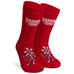 Stranger Things Fluffy Socks for Women and Teenagers Soft Warm Slipper Socks Non Slip One Size - Gifts for Women (Red)