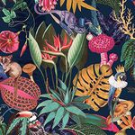 World of Wallpaper Wonderland Tropical Animal Wallpaper (Navy Blue)