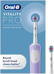 Oral-B Vitality Pro Electric Toothbrushes Adults, 1 Handle, 2 Oral B Electric Toothbrush Heads, 3 Brushing Modes Including Sensitive Plus, Rechargeable, 2 Pin UK Plug, Purple