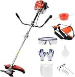 52cc Gas Powered Weed Eater,2-Stroke Backpack Weed Eater,17" Cutting Path Brush Cutter with Metal Telescopic,2 in 1 String Trimmer with Trimmer Line, Lawn Edger/Edger Edger Lawn Tool for Garden Yard.