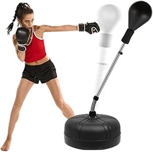 2024 New Upgrade Reflex Bag Reflex Punching Bag Free Standing Boxing Bag with Adjustable Height Free Standing Strong Durable Spring Withstands Tough Hits for Adults & Teenagers (Ebony)