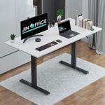JIN OFFICE Zenith Electric Height Adjustable Table| Standing Desk with 100 Kg Wt. Capacity & 3 Year Warranty| Ergonomic Desk| Sit Stand Table with 3 Memory Preset| Black & White|1500X750mm/25MM Thick
