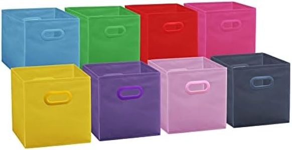 Klozenet 11 inch storage cubes 8-pack, Fun Colored kids cube storage bins, with 2 plastic handle, foldable Cubby Organizers for Home, Kids Room, Nursery and Playroom, Closet and Toys Organization,