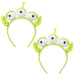 Sumkita Alien Headband, 2 Pack Green Three-Eyed Alien Headband Women Hairband, Halloween Birthday Carnival Alien Decorations