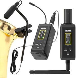HHLPRO Saxophone Wireless Microphone System, UHF 260FT Range, 360° Rotatable Clip-on Mic with XLR Adapter,Low Latency Transmitter & Receiver for Saxophone, Clarinet, Brass Instruments, F40S