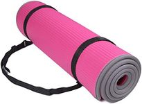 Fitvids All-Purpose 2/5-Inch (10mm) Extra Thick High Density Anti-Slip Exercise Pilates Yoga Mat with Carrying Strap, Pink