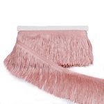 HedongHexi Chainette Fringe Trim 5 Yard x 4 Inches Fabric Trims Tassel Sewing for DIY Decoration Clothes Accessories Latin Wedding Dress (Pink, 4"-5Yards/R)