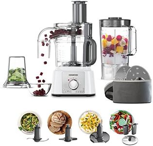 Kenwood FDP65.860WH food processor with 9 attachments. Express Serve and Dice, 1.5L Jug blender and mini chopper, White