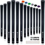 SAPLIZE Golf Grips 13 Pack Midsize Including Free 15 Tapes, Rubber Golf Club Grips, Black