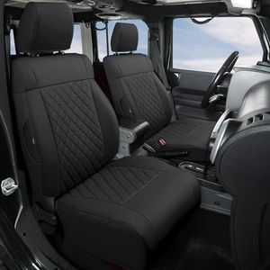 GIANT PANDA Jeep Wrangler 4 Door JK 2008-2010, Full Set Seat Covers for Unlimited Sahara Sport Rubicon X Customized Faux Leather - (Black)