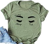 Woxlica Womens Always Tired Graphic T-Shirt Cotton Posty Shirt Music Tee, Army, Large