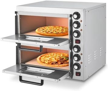 3600W Double Deck Countertop Pizza Oven, 16-Inch Electric Pizza Maker with 4 Heating Tubes, Pizza Stone & Adjustable Temperature for Home Restaurant