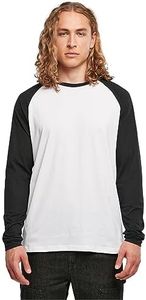 Build Your Brand T- Shirt à Manches Longues Contrast Raglan, Blanc/Noir, M Homme