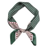 GERINLY Trendy Neckerchief Urban Style Satin Scarf Unique Hair Scarf for Travel Foulard (GrassGreen)