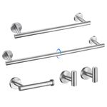 Bathroom Hardware Accessories Set Brushed Nickel Towel Bar Sets Include Double Towel Bars (23.6" and 15.35") Toilet Paper Holder Double Towel Hooks, 5 Pieces Stainless Steel Wall Mounted