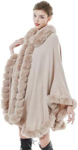 BEAUTELICATE Capa Poncho Mujer Estola Chal de Piel sintética Cárdigan para Invierno Navidad Boda （Rosa）