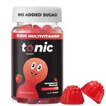 Tonic Health Kids Vitamins Gummies - 14 in 1 Kids Multivitamin with Vitamins A, C, D, E and Zinc, Strawberry Flavour, Month Supply (60 Count), Ages 4-12, No Added Sugar, No Sweeteners, Vegan