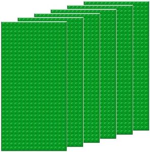 EKIND 6 PCS Classic 5" x 10" Building Baseplates, Compatible with Major Brands Toy Bricks, Encourage Logic & Creativity Through Play, Ideal STEM Activities for Children (Green)