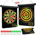 flintronic Magnetic Safe Dartboard, Double Sided Magnetic Dartboard Set Ø38cm /15-inch with 14 Darts, Hanging Roller Up Safe Dartboard, Indoor Outdoor Party Game for Children and Adults