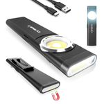 KLARUS E5 Mini Pocket Flashlight, Rechargeable EDC Flashlight, Super Slim 4.2x1x0.3inch, 470 Lumens, USB-C Port, IPX4, Dual Light Source with Magnetic Base, Hat & Clothes Clip - Black