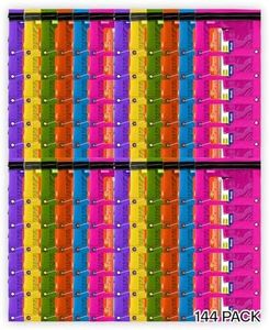 BAZIC Bright Color 3-Ring Pencil Pouch w/Mesh Window, Rivet Enforced Rings Holes, Assorted Color, 144-Pack