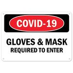 COVID-19 Notice Sign - COVID-19 Gloves & Mask Required to Enter | Plastic Sign | Protect Your Business, Municipality, Home & Colleagues | Made in The USA