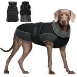 Bonaweite Extra Warm Dog Coat, Turtleneck Fleece Dog Winter Coat, Reflective Dog Jacket with Harness Built in, Dog Cold Weather Coat for Large Dogs, Water Resistant Dog Hunting Safety Vest Snowsuit