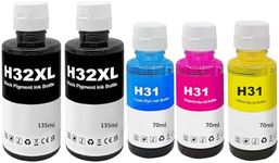 SHUOLEI Ink Compatible with HP 31 32XL Refill Ink Multipack for H-P Smart Tank 7305 7005 7605 Printer Ink H-P Smart Tank Plus 570 555 655 559 455 315 319 519 H-P Smart Tank 5105 7605 (5 4.4