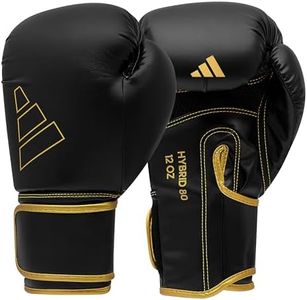 adidas Boxing Gloves - Hybrid 80 - for Boxing, Kickboxing, MMA, Bag, Training & Fitness - Boxing Gloves for Men & Women - Weight (14 oz, Black/Gold)