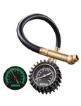 AstroAI Heavy Duty Tyre Pressure Gauge, 100 PSI Certified ANSI B40.1 Accurate with Large 2" Easy Read Glow Dial, Durable Rubber Hose and Solid Brass Construction for Car Truck Motorcycle