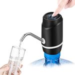 Flexzion Water Dispenser for 2-5 Gallon Water Bottle Automatic Electric Drinking Water Pump Portable Water Dispenser with USB Charging, Silicon Tube Cold Drink Beverage Countertop Home Office, Black