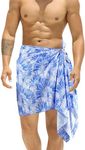 HAPPY BAY Men's Pareo Sarong Bath Swimsuits Beach Wrap, Royal Leaves, One Size