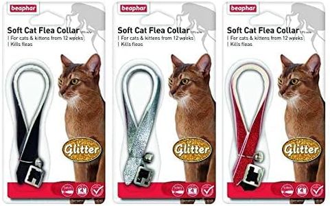 3XCat Flea Glitter Collar, Black/Silver/Red