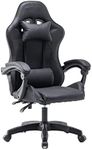 Panana Heavy Duty Gaming Reclining Racing Chair PU Leather Swivel PC Game Desk Chair (Black)