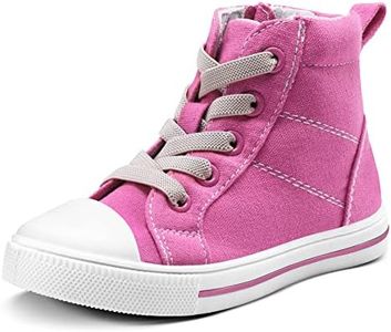 K KomForme Kids Sneakers for Boys and Girls Toddler Canvas High Top Walking Causal Shoes with Zipper Pink