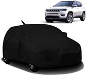 V VINTON® Car Body Cover All Accessories Waterproof Compatible for Jeep Compass with Mirror Pocket Uv Dust Proof Protects from Rain and Sunlight | Black