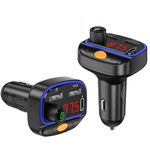 Amazon Basics Car Bluetooth Device with FM Transmitter | 7 Colour LED Lights | 6 Equalizer Presets | Dual USB + Type C Charger | USB MP3 Audio Playback | Voice Assistant