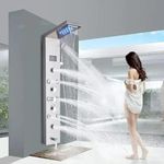 ProssimaGen Italian thermostate Stainless Steel Shower Panel 5 in One With LED Display, Tower System, Rainfall Shower, Body Massage Spray,Temperature Display, Wall Mount Shower Panel (chrome)