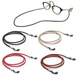 Aphlos Eyeglasses Holder Strap Cord, Eyeglass Retainer, Leather Eyeglasses String Holder Chain Necklace, Glasses Cord Lanyard (4 Colors)