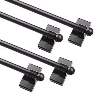 Adjustable Magnetic Rods for Metal Appliance, Doors, Windows, 9 to 16 Inch/4 Pack/Easy Installation Toilet Towel Bar, Muti-Useful (Black, 4pack)
