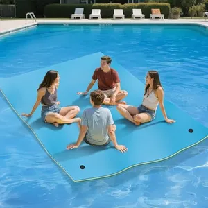 YITAHOME 9' X 6' Lily Pad Floating Mat for Lake and Pool, Portable Outdoor Water Floating Mat, 3-Layer XPE Floating Island for Boat, Beach, Ocean, Blue