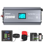 GIANDEL 2000W Pure Sine Wave Power Inverter DC 12V to AC 120V with 2 AC Outlets and 1 Hard Wire Terminal Block and Big LCD Display a Wired Remote Controller Dual 2.4A USB Ports for Trucks RVs Solar