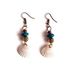 Aayas Creation Handmade Seashell Dangle Earrings for Women and Girls, Wooden Beaded Drop Earrings with Shells