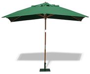 Jati Umbra 3m x 2m Rectangular Garden Parasol with Cover (Green) - Oblong, Double-Pulley, 2-Part Pole